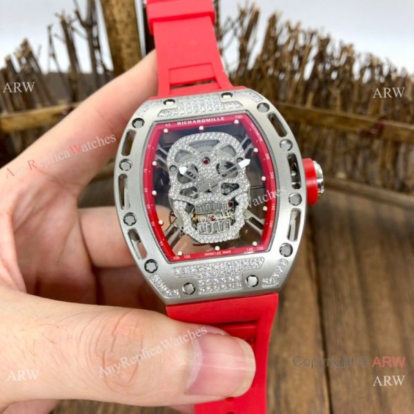 Luxury Replica Richard Mille Diamond Skull RM52-01 Watches Black Rubber Strap Luxury Replica Richard Mille Diamond Skull RM52-01 Watches Black Rubber Strap