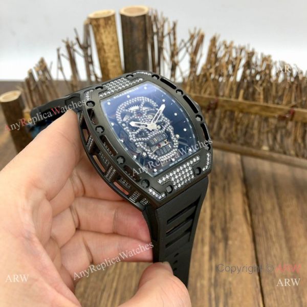 Luxury Replica Richard Mille Skull RM52-01 Watch Black Diamond Luxury Replica Richard Mille Skull RM52-01 Watch Black Diamond