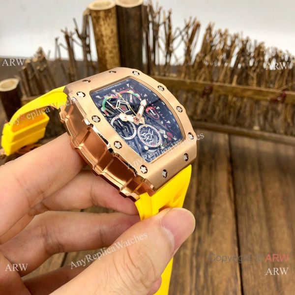 Japan Grade Richard Mille Rose Gold Chronograph Watch 50mm Japan Grade Richard Mille Rose Gold Chronograph Watch 50mm