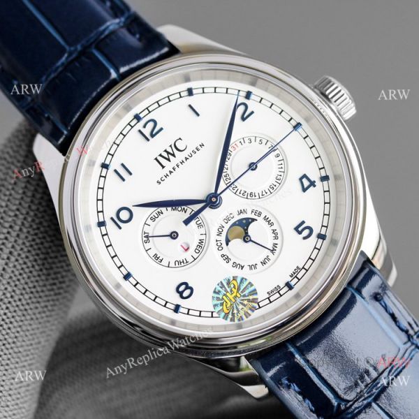 Swiss Copy IWC Portugieser Perpetual Calendar Watch Blue Leather Strap Swiss Copy IWC Portugieser Perpetual Calendar Watch Blue Leather Strap