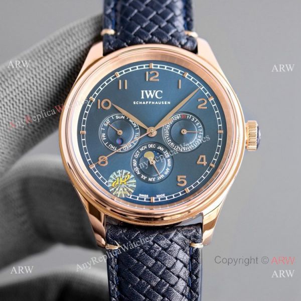 Swiss AAA IWC Portugieser Perpetual Calendar Replica Watch Rose Gold Blue Dial Swiss AAA IWC Portugieser Perpetual Calendar Replica Watch Rose Gold Blue Dial