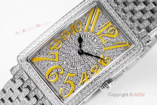New! Swiss Grade Franck Muller Long Island Watch Full Diamond Yellow Markers New! Swiss Grade Franck Muller Long Island Watch Full Diamond Yellow Markers
