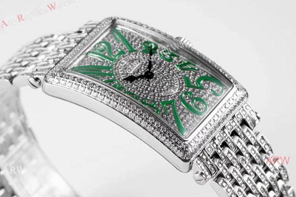 New! Iced Out Franck Muller Long Island Green Markers Watch Swiss Quartz Movement New! Iced Out Franck Muller Long Island Green Markers Watch Swiss Quartz Movement