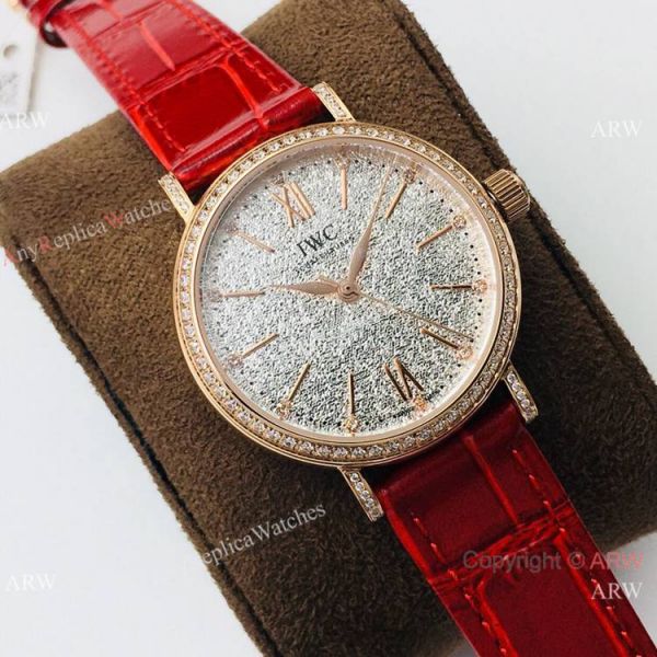 Swiss Copy IWC Portofino Rose Gold Diamond Bezel Lady Watch Swiss Copy IWC Portofino Rose Gold Diamond Bezel Lady Watch