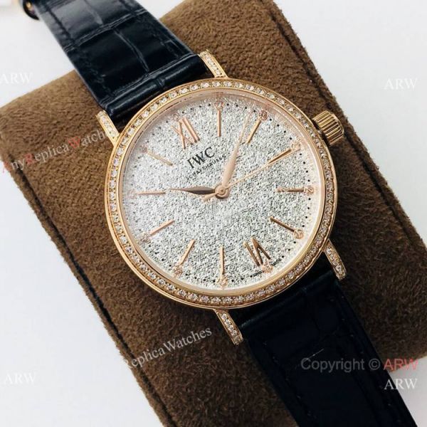 Swiss Copy IWC Portofino Ladies Watch Rose Gold Diamond Bezel Swiss Copy IWC Portofino Ladies Watch Rose Gold Diamond Bezel