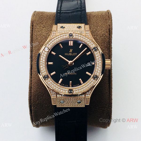 Luxury Swiss Replica Hublot Classic Fusion Ladies Watches Rose Gold Diamond Luxury Swiss Replica Hublot Classic Fusion Ladies Watches Rose Gold Diamond