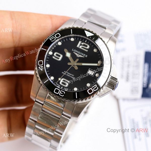Swiss Clone Longines Hydroconquest Watch Black Dial Stainless Steel Case Swiss Clone Longines Hydroconquest Watch Black Dial Stainless Steel Case