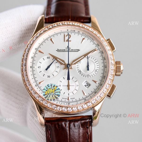 Swiss Fake Jaeger-LeCoultre Master Chronograph Watch Diamond Bezel Swiss Fake Jaeger-LeCoultre Master Chronograph Watch Diamond Bezel