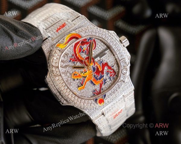 Mens Patek Philippe Nautilus Iced Out Diamonds With Dragon Dial Ref 5720 Limited Edition Watch Replica Mens Patek Philippe Nautilus Iced Out Diamonds With Dragon Dial Ref 5720 Limited Edition Watch Replica