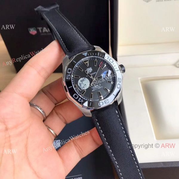 Super Clone TagHeuer Aquaracer Calibre 5 Watch Black Leather Strap Super Clone TagHeuer Aquaracer Calibre 5 Watch Black Leather Strap