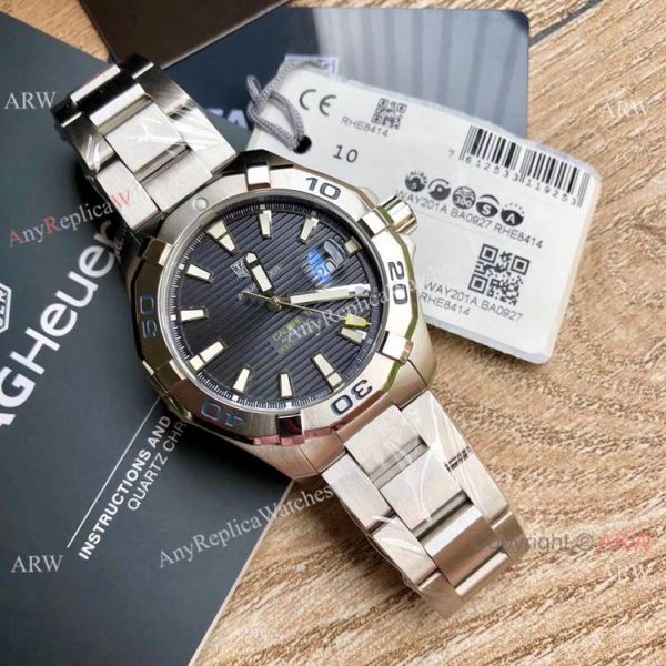 Swiss Clone TagHeuer Aquaracer Calibre 5 Watch Stainless Steel Gray Face Swiss Clone TagHeuer Aquaracer Calibre 5 Watch Stainless Steel Gray Face
