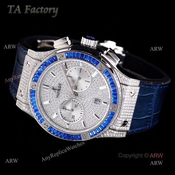 45mm Hublot Big Bang Blue Diamond Bezel Iced Out Watch For Men Best Swiss Made 45mm Hublot Big Bang Blue Diamond Bezel Iced Out Watch For Men Best Swiss Made