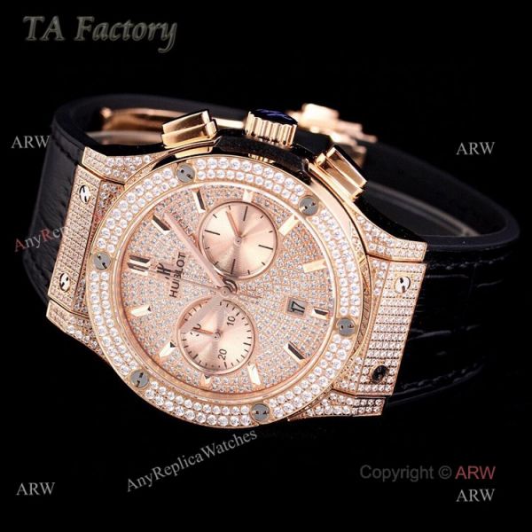 Swiss Replica Hublot Big Bang Chronograph 45mm Rose Gold Diamond Watch For Men Swiss Replica Hublot Big Bang Chronograph 45mm Rose Gold Diamond Watch For Men