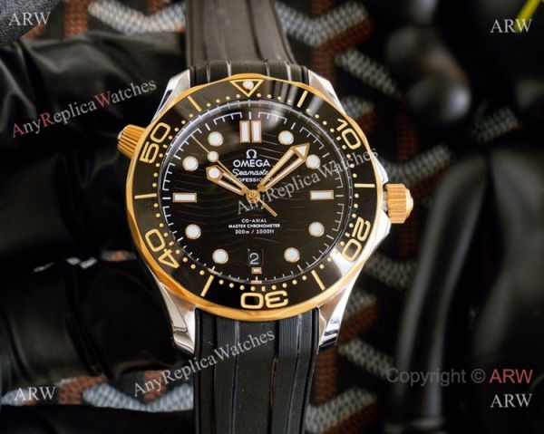 Best Quality Copy Omega Seamaster Diver 300M Watches Rose Gold and Blue Best Quality Copy Omega Seamaster Diver 300M Watches Rose Gold and Blue