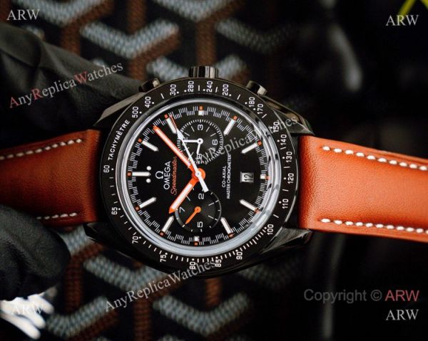 Best Quality Omega Speedmaster Racing Watch Black Case Brown Leather Strap Best Quality Omega Speedmaster Racing Watch Black Case Brown Leather Strap