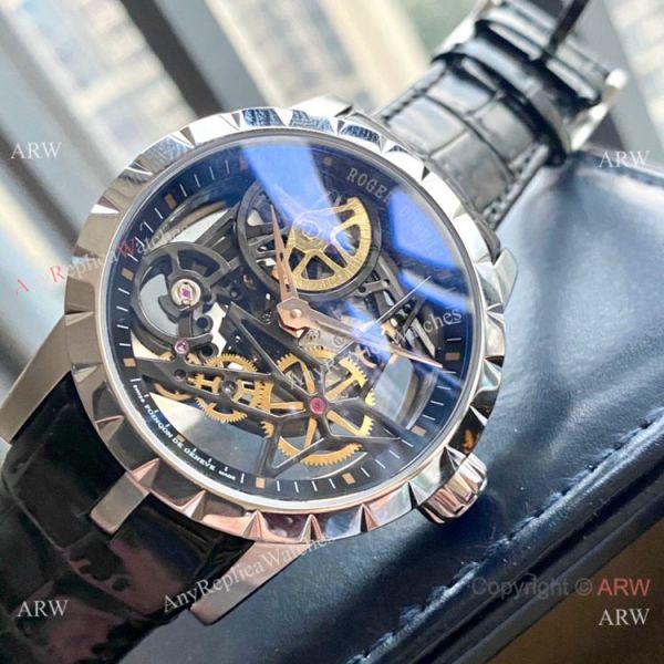 New Replica Roger Dubuis Excalibur 46 Watch Black Hollow Face Men Size New Replica Roger Dubuis Excalibur 46 Watch Black Hollow Face Men Size