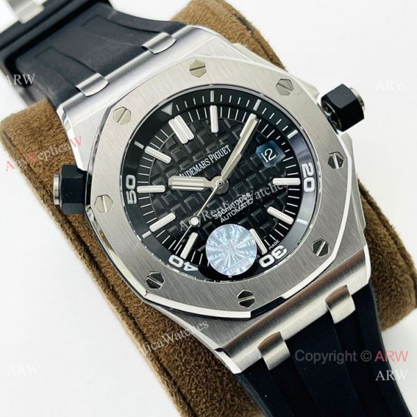 JF Factory Replica Audemars Piguet Divers Swiss 3120 Watch Silver and Black JF Factory Replica Audemars Piguet Divers Swiss 3120 Watch Silver and Black