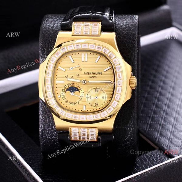 AAA Copy Patek Philippe Nautilus Yellow Gold Power Reserve Watches Diamond Bezel AAA Copy Patek Philippe Nautilus Yellow Gold Power Reserve Watches Diamond Bezel