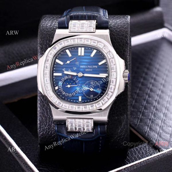 Clone Patek Philippe Nautilus Power Reserve Men Watches Diamond Bezel Gray Face Clone Patek Philippe Nautilus Power Reserve Men Watches Diamond Bezel Gray Face