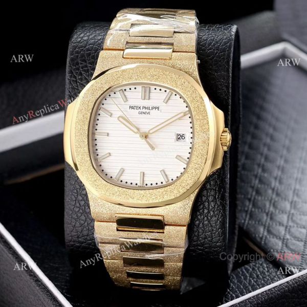 Copy Patek Philippe Nautilus Frosted Gold Watch with Luminous Dial Markers Copy Patek Philippe Nautilus Frosted Gold Watch with Luminous Dial Markers
