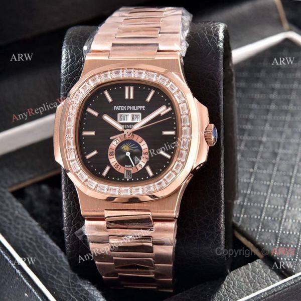 Patek Philippe Nautilus Annual Calendar Copy Watches Rose Gold with Diamond Patek Philippe Nautilus Annual Calendar Copy Watches Rose Gold with Diamond