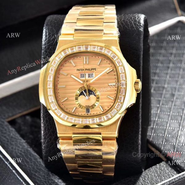 Wholesale Copy Patek Philippe Annual Calendar Watches Yellow Gold with Diamond Wholesale Copy Patek Philippe Annual Calendar Watches Yellow Gold with Diamond
