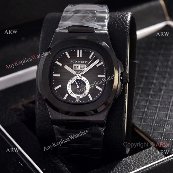 Solid Black Patek Philippe Annual Calendar Copy Watches 39.5mm Solid Black Patek Philippe Annual Calendar Copy Watches 39.5mm