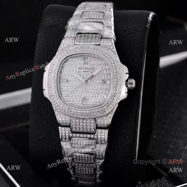 Swiss Quartz Patek Philippe Lady-Nautilus Iced Out Watches Sapphire Glass Swiss Quartz Patek Philippe Lady-Nautilus Iced Out Watches Sapphire Glass