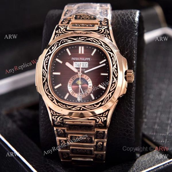 Patek Philippe Annual Calendar Copy Watches Rose Gold Engraving Patek Philippe Annual Calendar Copy Watches Rose Gold Engraving