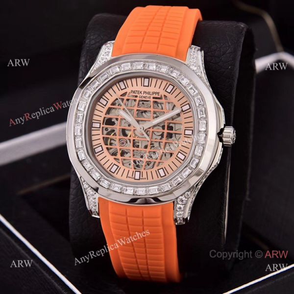 Copy Patek Philippe Aquanaut Watches Hollow Face Silver Diamond Bezel Copy Patek Philippe Aquanaut Watches Hollow Face Silver Diamond Bezel