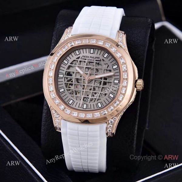 Replica Patek Philippe Aquanaut Diamond Watches Hollow Dial Rose Gold Replica Patek Philippe Aquanaut Diamond Watches Hollow Dial Rose Gold