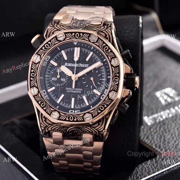 Copy Audemars Piguet Diver Silver Engraving Watches Chronograph 43mm Copy Audemars Piguet Diver Silver Engraving Watches Chronograph 43mm