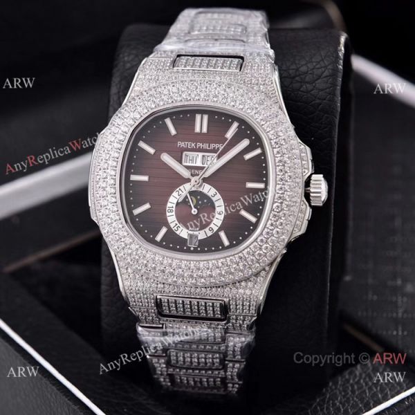Patek Philippe Annual Calendar Full Diamonds Watches Gray Gradient Face 41mm Patek Philippe Annual Calendar Full Diamonds Watches Gray Gradient Face 41mm