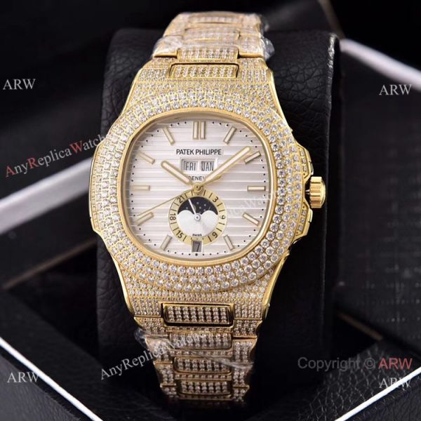 Patek Philippe Annual Calendar Full Diamonds 41mm Watches All Gold Case Patek Philippe Annual Calendar Full Diamonds 41mm Watches All Gold Case