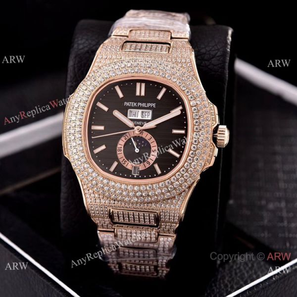 Patek Philippe Annual Calendar Copy Watches Iced Out Rose Gold Case Patek Philippe Annual Calendar Copy Watches Iced Out Rose Gold Case