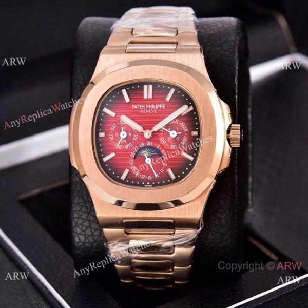 Knockoff Patek Philippe Nautilus Moon Phase Watches 40mm Rose Gold Knockoff Patek Philippe Nautilus Moon Phase Watches 40mm Rose Gold