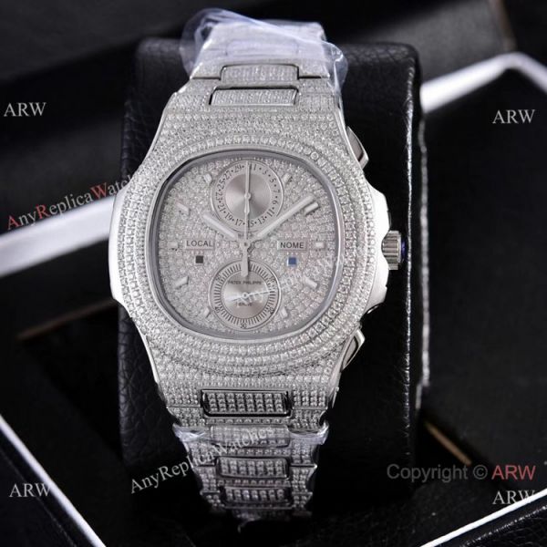 Copy Patek Philippe Nautilus Chrono Watches Yellow Gold Full Diamonds 40mm Copy Patek Philippe Nautilus Chrono Watches Yellow Gold Full Diamonds 40mm