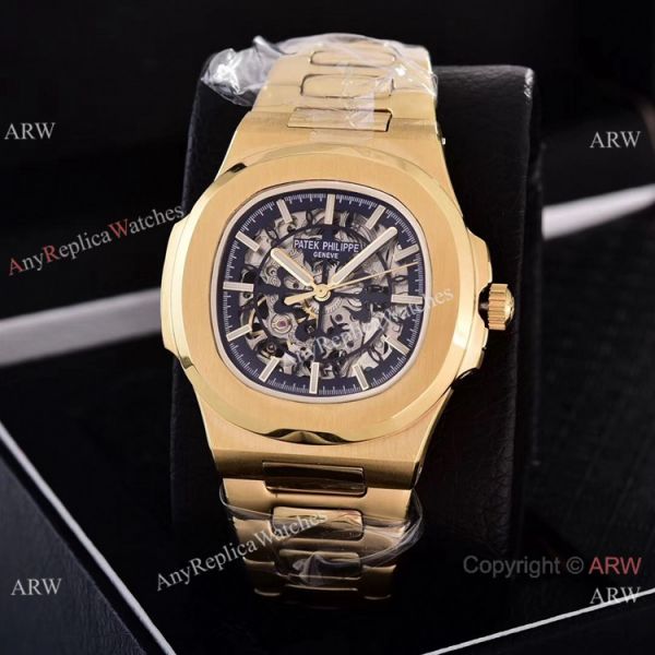 Faux Patek Philippe Nautilus Skeleton Watch Yellow Gold Faux Patek Philippe Nautilus Skeleton Watch Yellow Gold