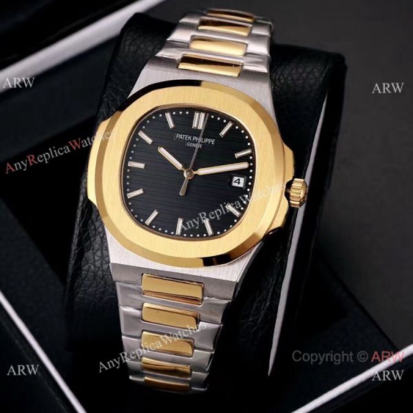 Knockoff Patek Philippe Nautilus 40mm Watches Two Tone Gray Dial Knockoff Patek Philippe Nautilus 40mm Watches Two Tone Gray Dial