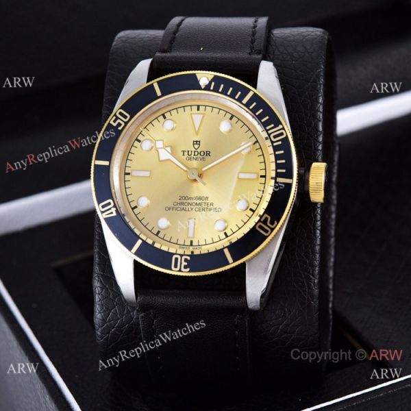 Clone Tudor Heritage Black Bay Watches Two Tone Leather Strap Clone Tudor Heritage Black Bay Watches Two Tone Leather Strap
