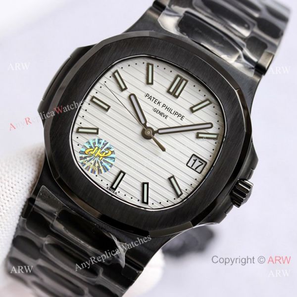 PPF Factory Patek Philippe Nautilus Black and White Watch Swiss AAA Copy PPF Factory Patek Philippe Nautilus Black and White Watch Swiss AAA Copy