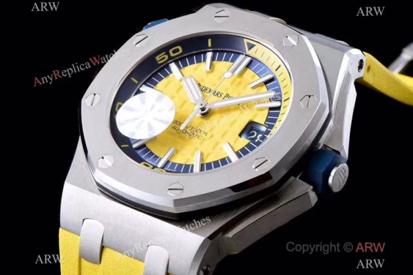 JF Factory V8 1:1 Best Audemars Piguet Divers Watch Yellow Dial 3120 Movement JF Factory V8 1:1 Best Audemars Piguet Divers Watch Yellow Dial 3120 Movement