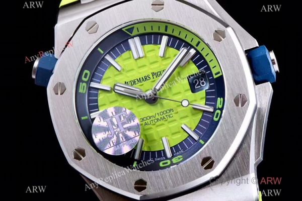 JF Factory V8 1:1 Best Audemars Piguet Divers Watch Green Rubber Strap JF Factory V8 1:1 Best Audemars Piguet Divers Watch Green Rubber Strap