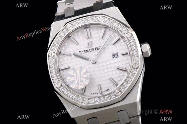 JF Swiss Copy Audemars Piguet Lady Royal Oak Watch White Dial Diamond Bezel 33mm JF Swiss Copy Audemars Piguet Lady Royal Oak Watch White Dial Diamond Bezel 33mm