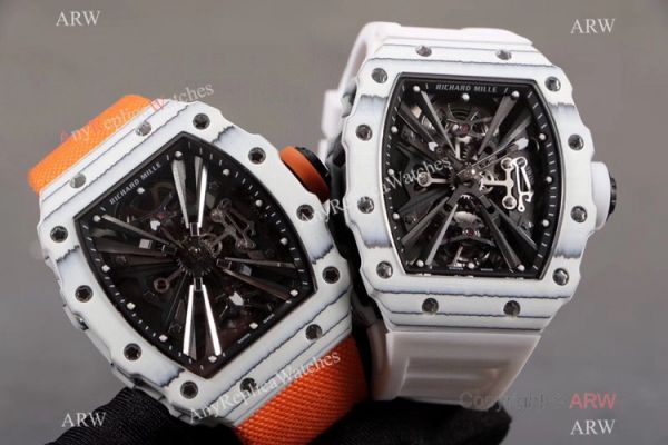 KV Factory Richard Mille RM 12-01 Tourbillon Watch Quartz fiber Case Orange Canvas Strap KV Factory Richard Mille RM 12-01 Tourbillon Watch Quartz fiber Case Orange Canvas Strap