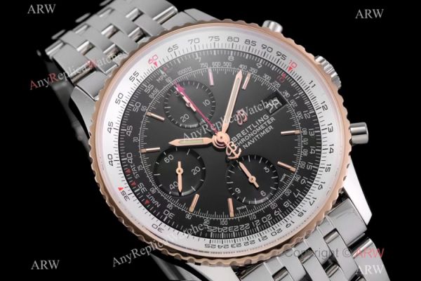 Swiss Grade Breitling Navitimer 1 Chronograph KOR A7750 Watch Rose Gold Bezel Black Dial Swiss Grade Breitling Navitimer 1 Chronograph KOR A7750 Watch Rose Gold Bezel Black Dial