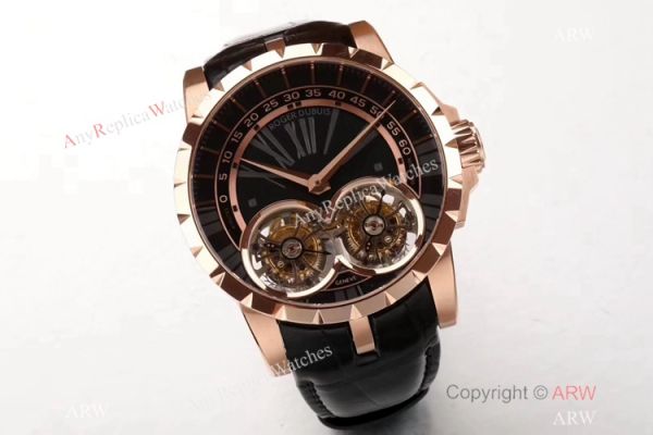 Super Clone Roger Dubuis RDDBEX0249 Double Tourbillon Rose Gold Watch 47mm Super Clone Roger Dubuis RDDBEX0249 Double Tourbillon Rose Gold Watch 47mm