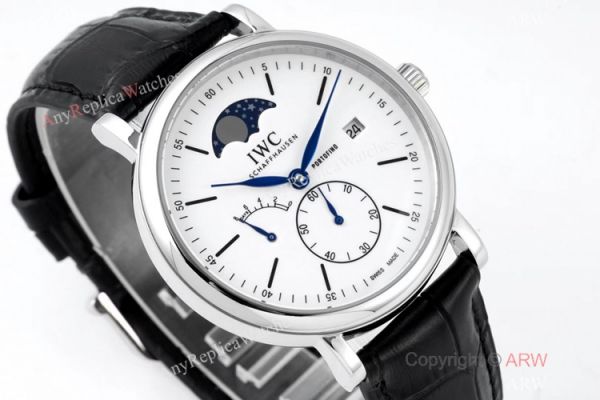 AI Factory Best Replica IWC Portofino Hand Wound 8 Days Moon Phase Watch SS White Dial AI Factory Best Replica IWC Portofino Hand Wound 8 Days Moon Phase Watch SS White Dial