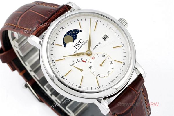 AI Factory Swiss Replica IWC Portofino Hand Wound 8 Days Moonphase Watch 45mm White Dial AI Factory Swiss Replica IWC Portofino Hand Wound 8 Days Moonphase Watch 45mm White Dial