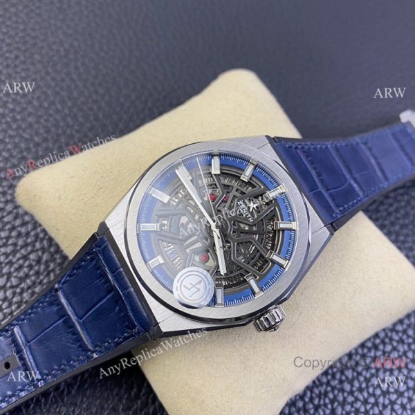LF Factory Zenith Defy classic Skeleton Watch Blue Gummy Strap LF Factory Zenith Defy classic Skeleton Watch Blue Gummy Strap